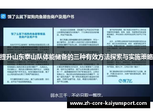 提升山东泰山队体能储备的三种有效方法探索与实施策略