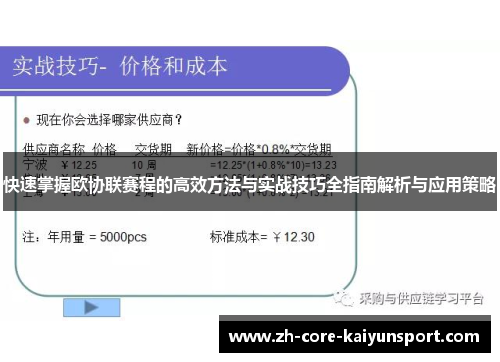 快速掌握欧协联赛程的高效方法与实战技巧全指南解析与应用策略 快速掌握欧协联赛程的高效方法与实战技巧全指南解析与应用策略